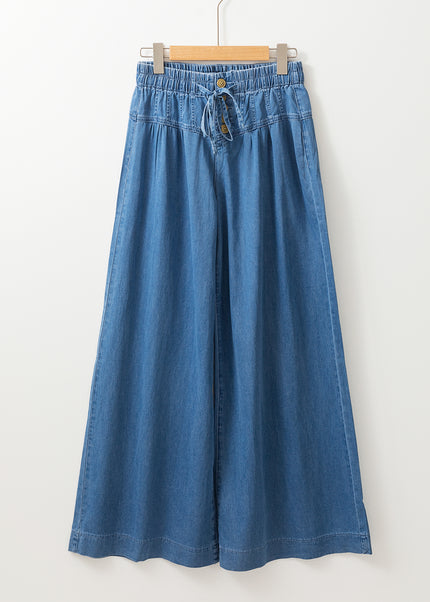 Button Fly Waist Wide Leg Jeans