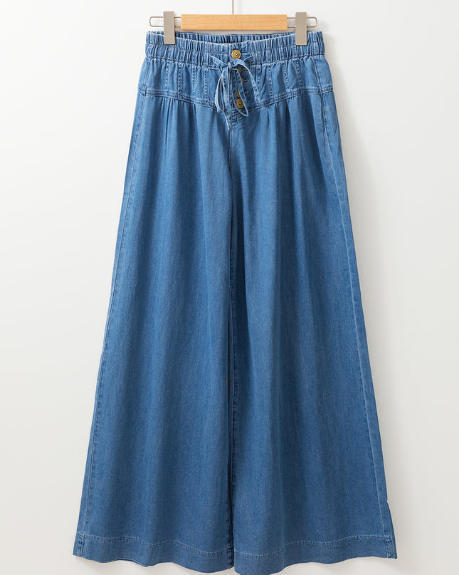 Button Fly Waist Wide Leg Jeans