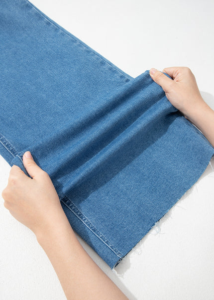 Dusk Blue Retro Washed Patch Pocket Loose Jeans