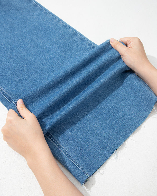 Dusk Blue Retro Washed Patch Pocket Loose Jeans