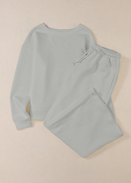 Navy Blue Ultra Loose Textured 2pcs Slouchy Outfit Set