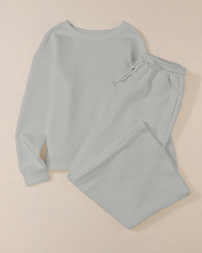 Navy Blue Ultra Loose Textured 2pcs Slouchy Outfit Set