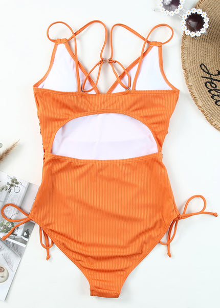 Sky Blue Adjustable Straps Ribbed Knit One Piece Swimsuit