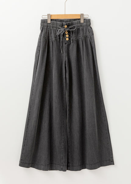 Button Fly Waist Wide Leg Jeans