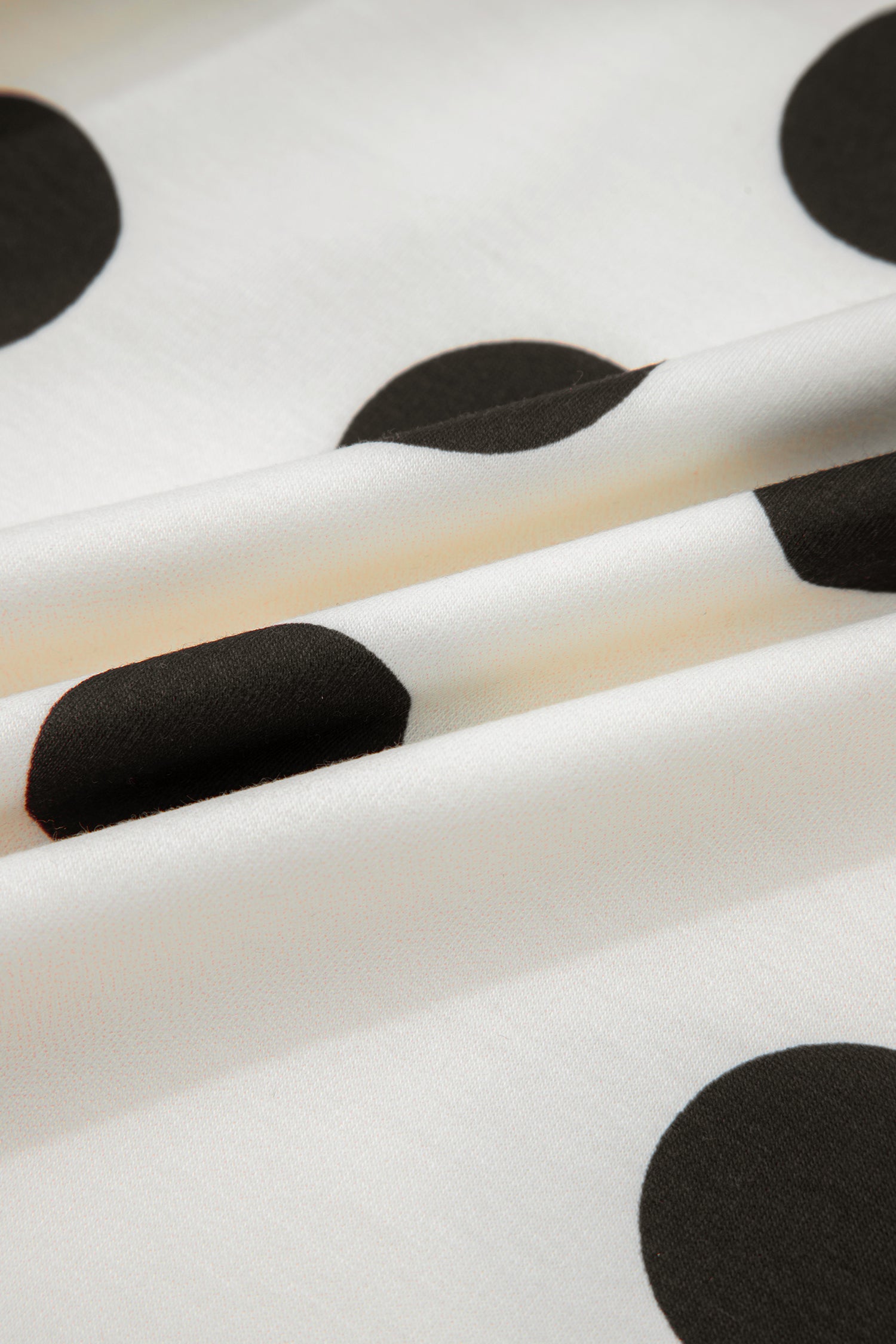 White Polka Dot Printed Long Sleeve Flared Mini Dress