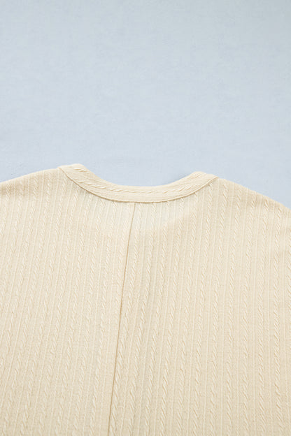 Jet Stream Half Buttons Ribbed Knit Wide Leg Jumpsuit