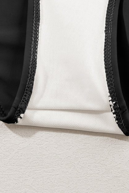 Peach Blossom Striped Patchwork Spaghetti Strap High Waist Bikini Swimsuit