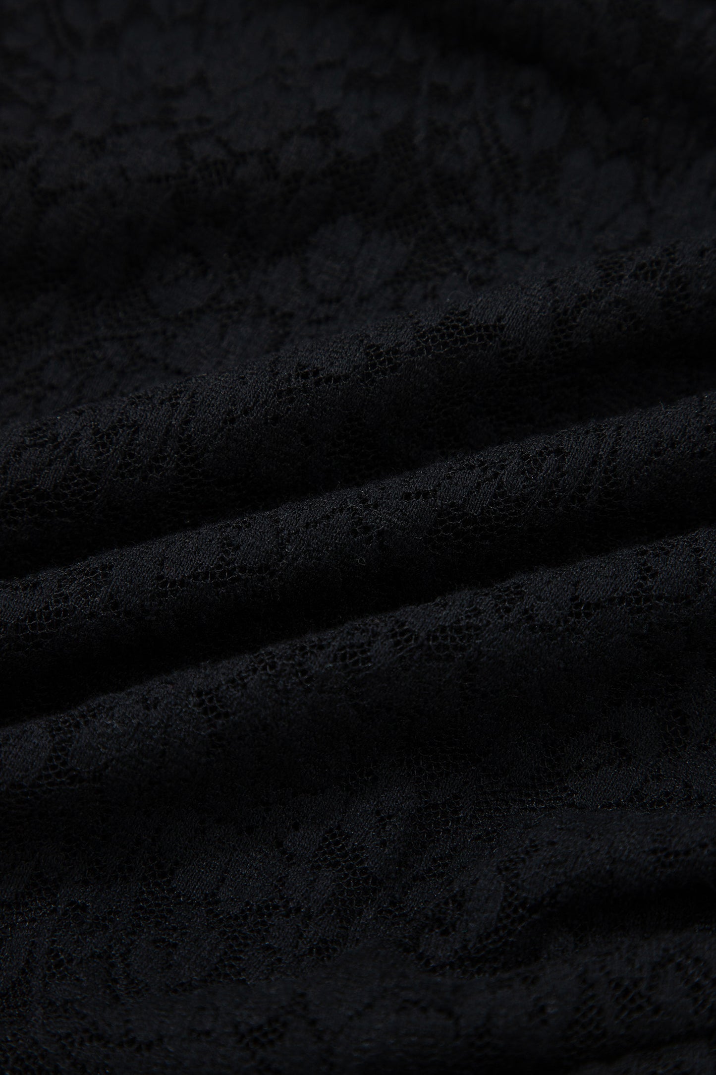 Black Floral Lace Off-shoulder Long Sleeve Slim Top