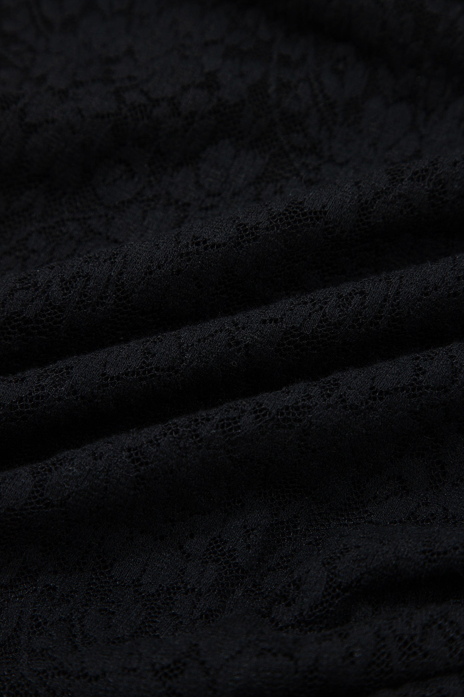 Black Floral Lace Off-shoulder Long Sleeve Slim Top