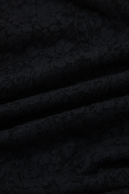 Black Floral Lace Off-shoulder Long Sleeve Slim Top