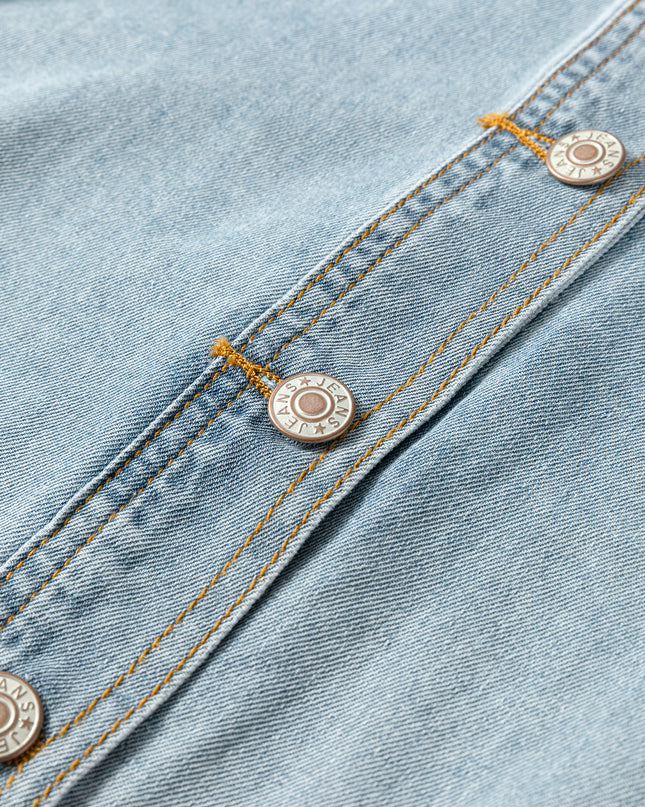 Beau Blue Draw-cord Hem Light Wash Denim Jacket