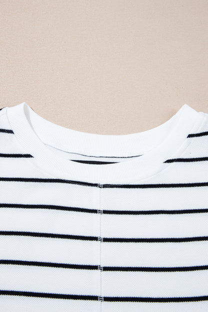 Rose Stripe Casual Wide Leg 2pcs Pants Set