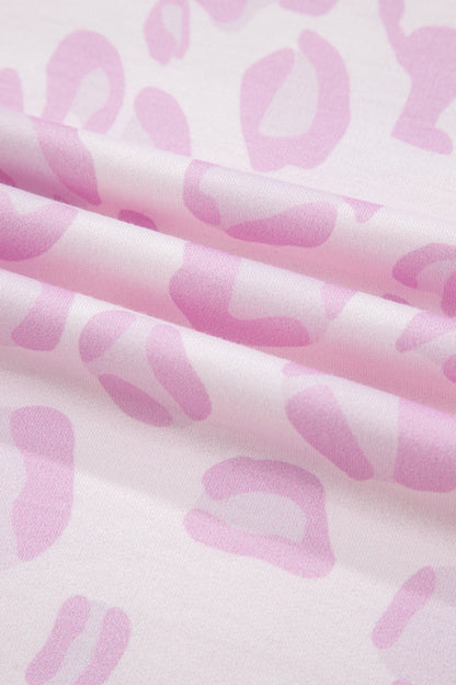 Pink Leopard Two Piece Top and Pants Set