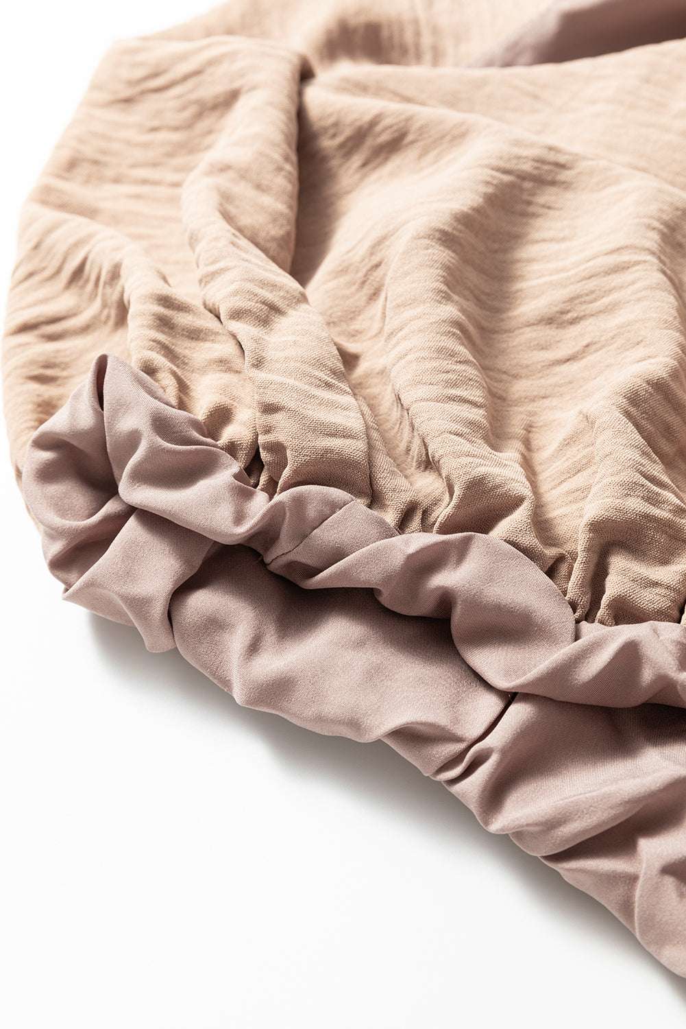 Pale Khaki Solid Color Keyhole Puffy Tank Drawstring Loose Pants 2pcs Set Outfit