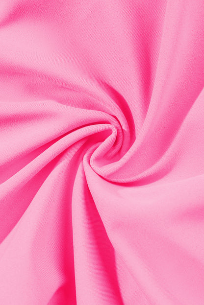 Peach Blossom Striped Patchwork Spaghetti Strap High Waist Bikini Swimsuit