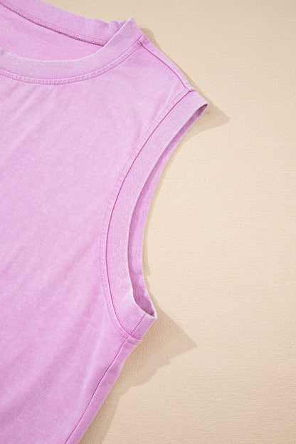 Myosotis 2 Pieces Mineral Wash Cotton Tank Top Lined Split Skirt Set