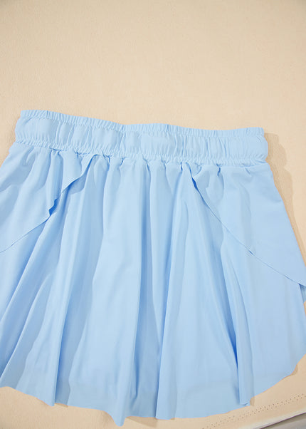 Black Drawstring High Waist Lined Tennis Skorts