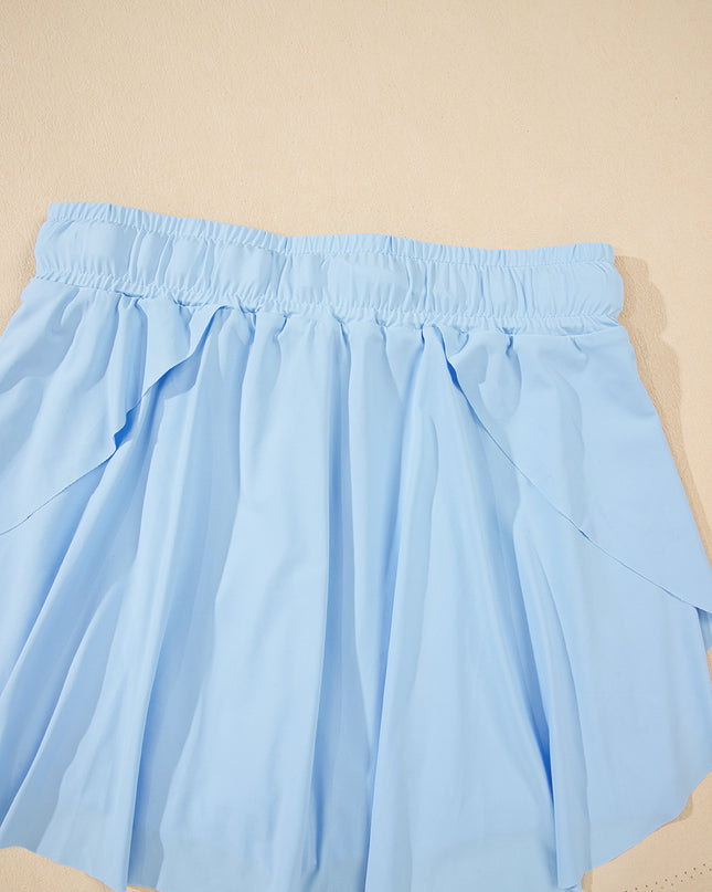 Black Drawstring High Waist Lined Tennis Skorts