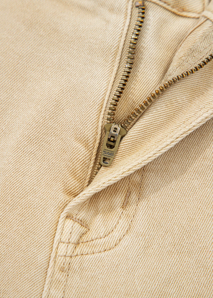 Apricot Solid Color Seamed Center Wide Leg Cropped Jeans