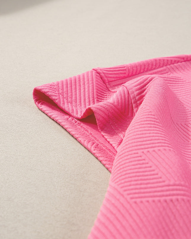 Black Textured Loose Fit T Shirt and Drawstring Pants Set