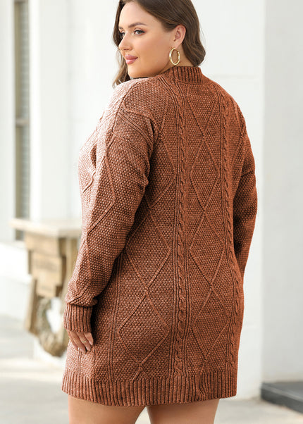 Parchment Cable Knit Drop Shoulder Loose Fit Sweater Dress