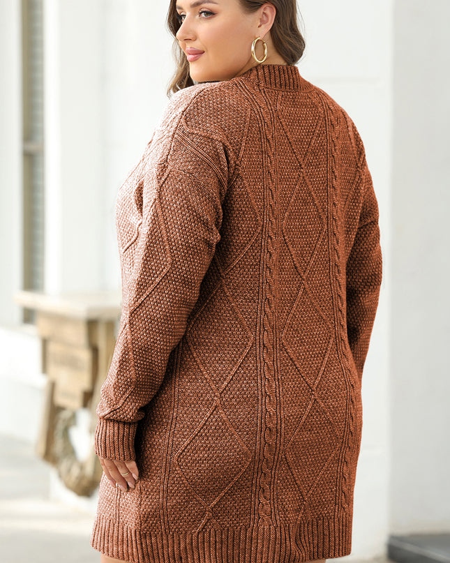 Parchment Cable Knit Drop Shoulder Loose Fit Sweater Dress