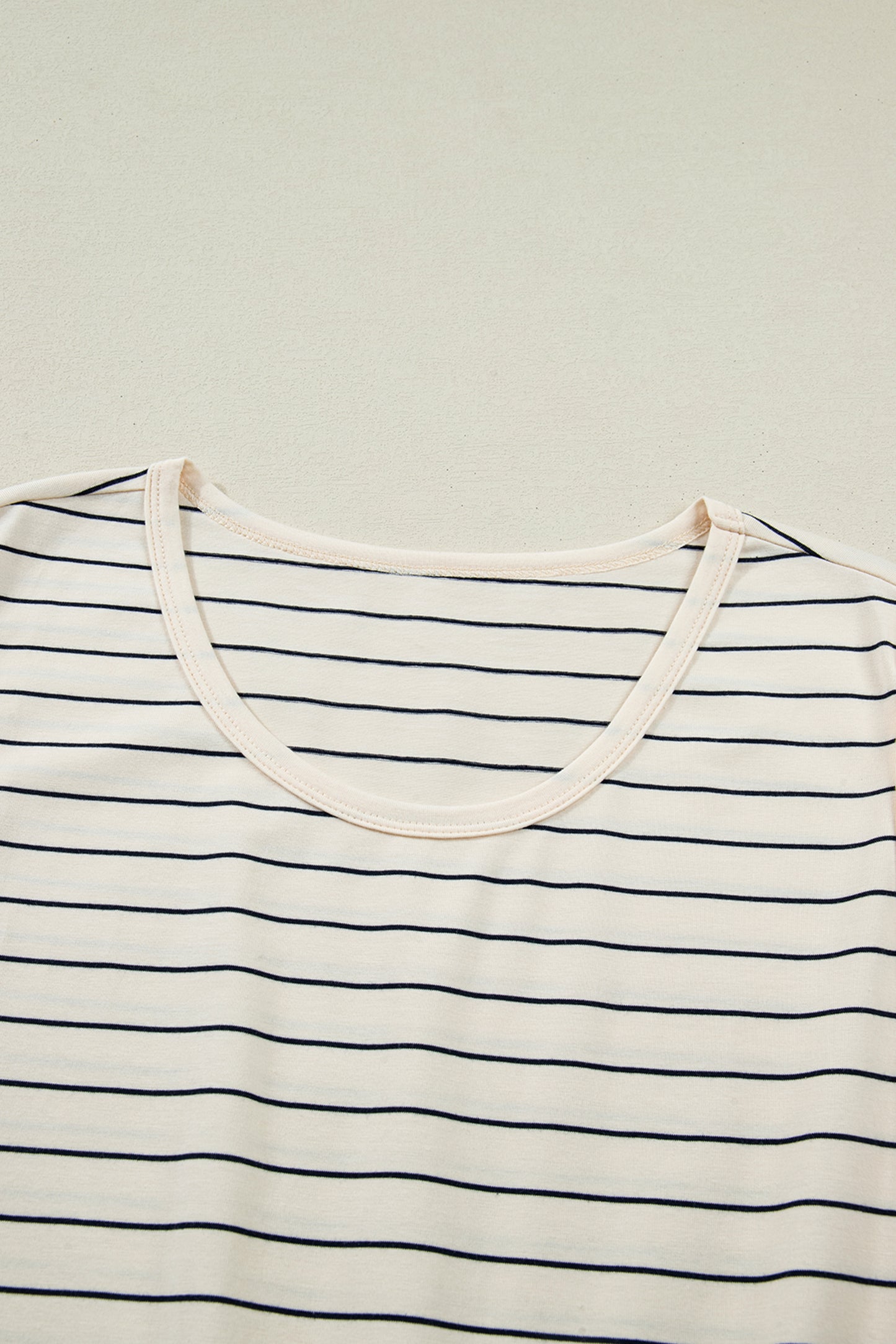 Beige Stripe Drawstring Tunic Tank Mini Dress with Pockets