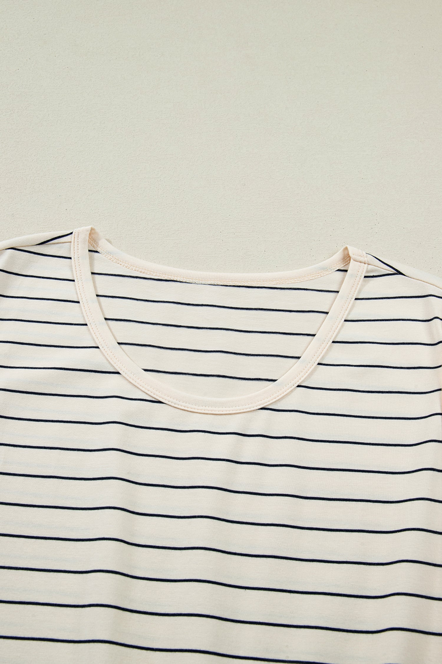 Beige Stripe Drawstring Tunic Tank Mini Dress with Pockets