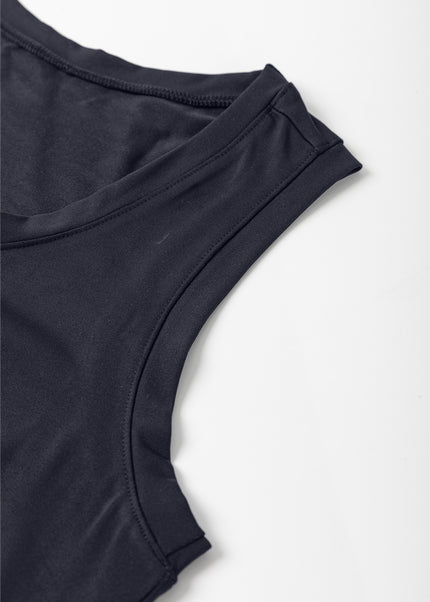 Black Casual Tank Style Tie Waist Pocketed Jogger Jumpsuit