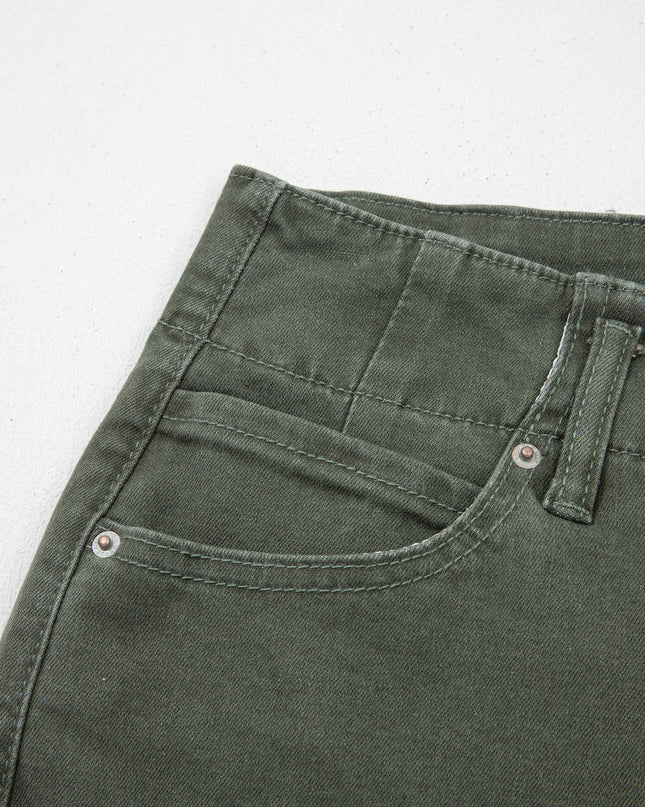 Mist 2-Button High Waist Flared Bottom Jeans