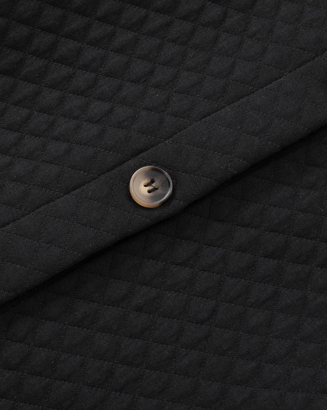 Black Retro Quilted Flap Pocket Button Shacket