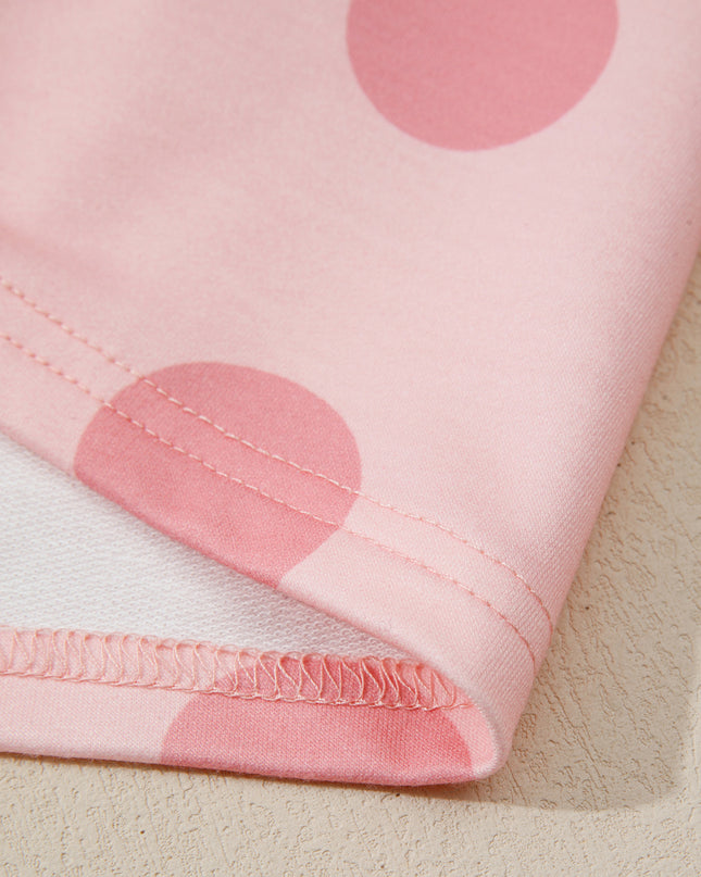 White Polka Dot Printed Long Sleeve Flared Mini Dress