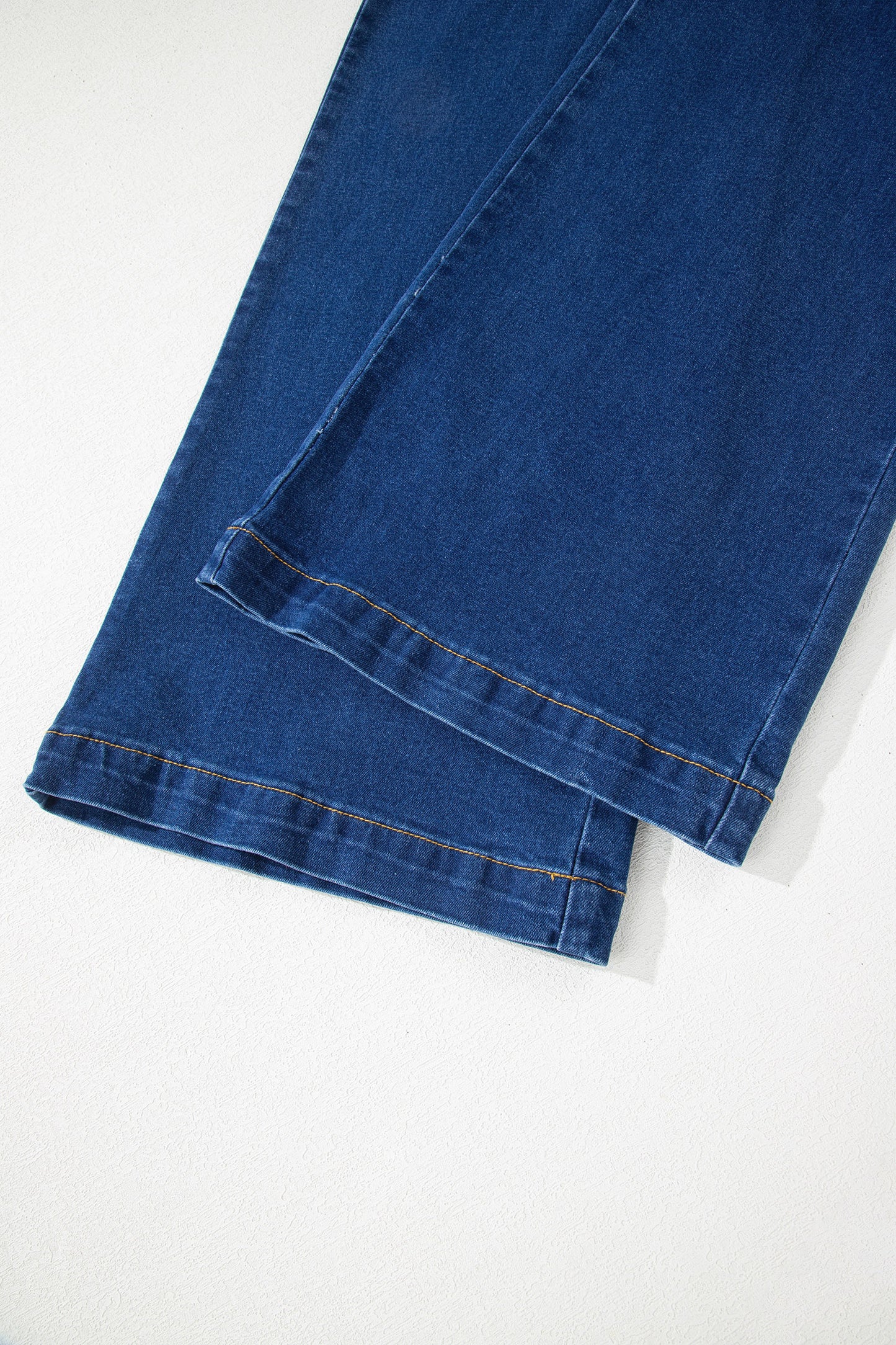 Sail Blue Hardware Decor Patched Pockets Wide Leg Jean Pants