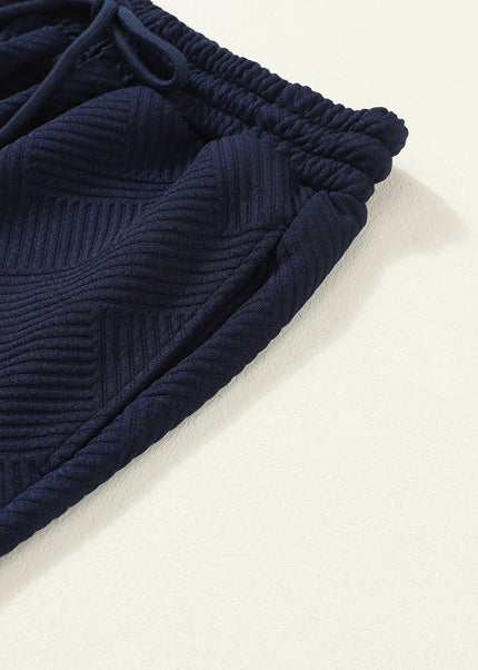 Navy Blue Ultra Loose Textured 2pcs Slouchy Outfit Set