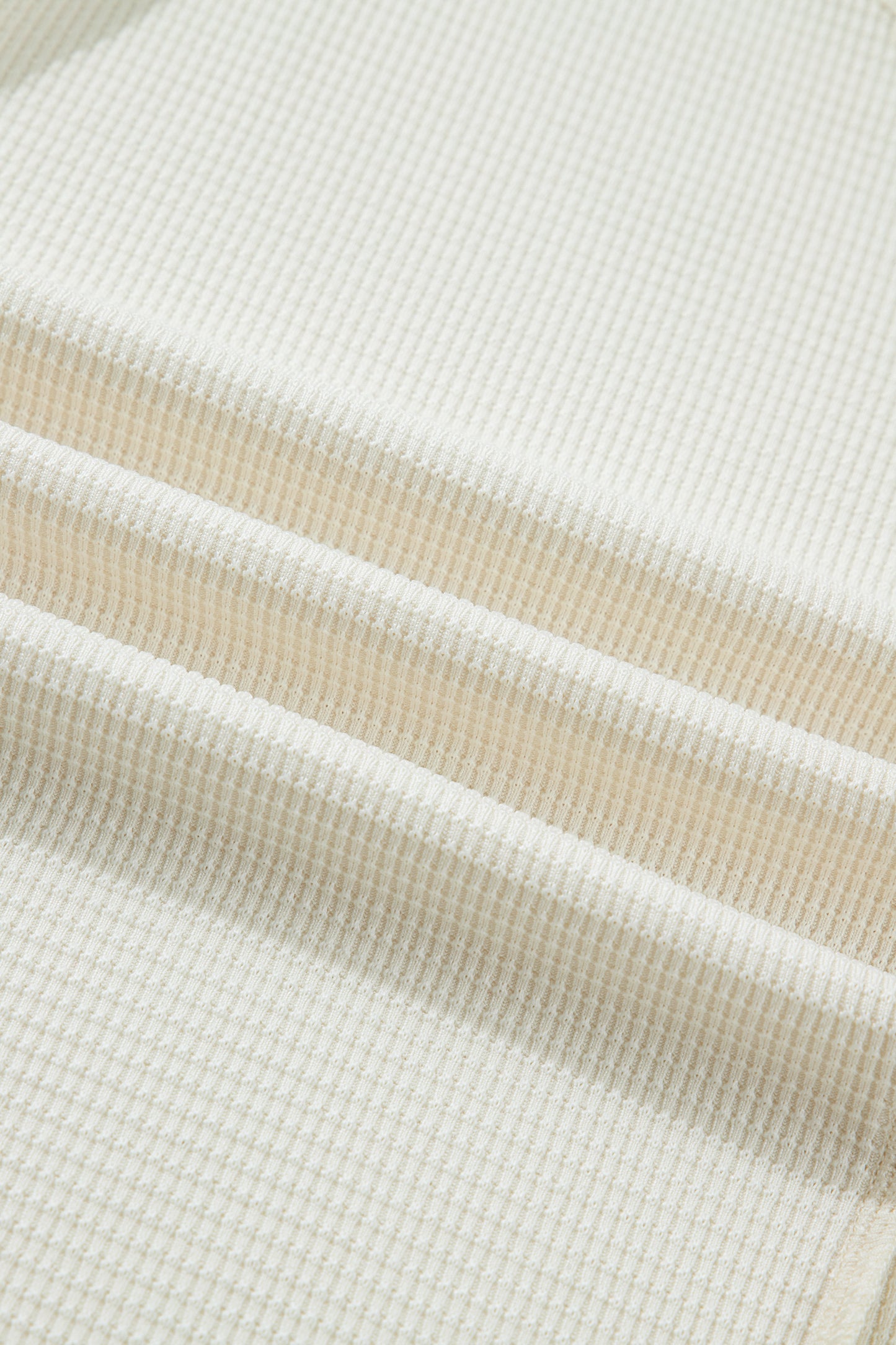 Beige Thermal Knit Lace Ruched Patchwork Long Sleeve V Neck Top