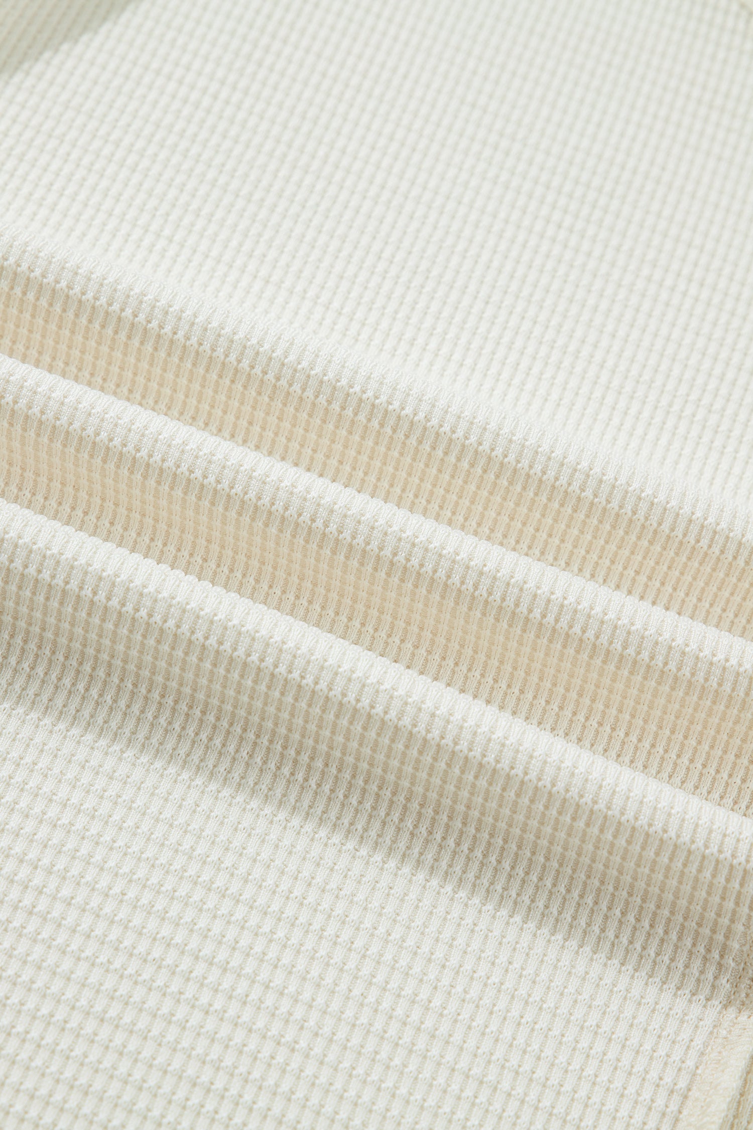 Beige Thermal Knit Lace Ruched Patchwork Long Sleeve V Neck Top