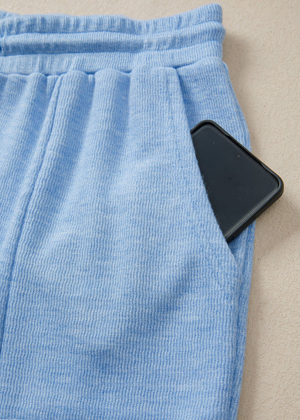 Beau Blue Cap Sleeve Matching Top and Jogger Pants Set