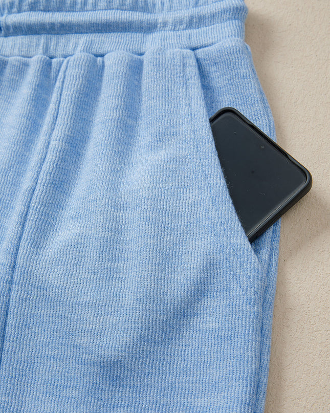 Beau Blue Cap Sleeve Matching Top and Jogger Pants Set