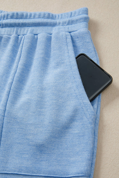 Beau Blue Cap Sleeve Matching Top and Jogger Pants Set