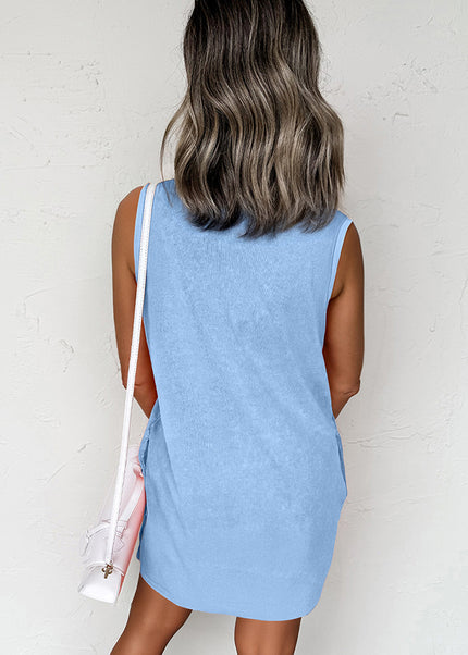 Sea Green Tank Mini Dress with Pockets