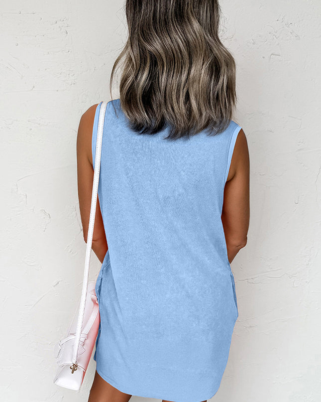 Sea Green Tank Mini Dress with Pockets