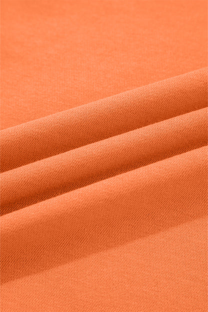 Flamingo Drop Shoulder Puff Sleeve Crop Pullover Drawstring Wide Leg Pants Set