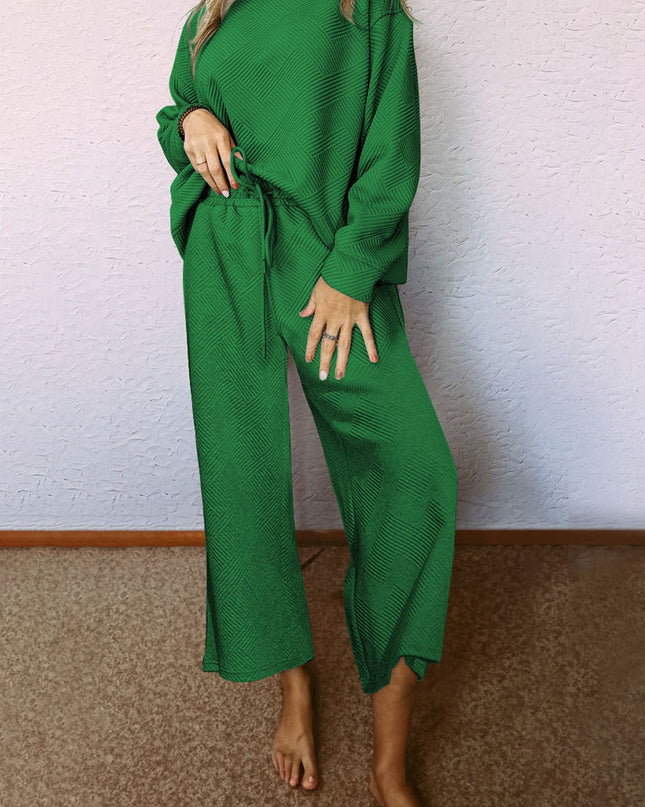 Navy Blue Ultra Loose Textured 2pcs Slouchy Outfit Set