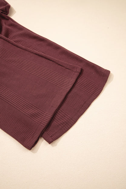 Beau Blue Solid Color Ribbed Ruffle Tank Top and Pants Set