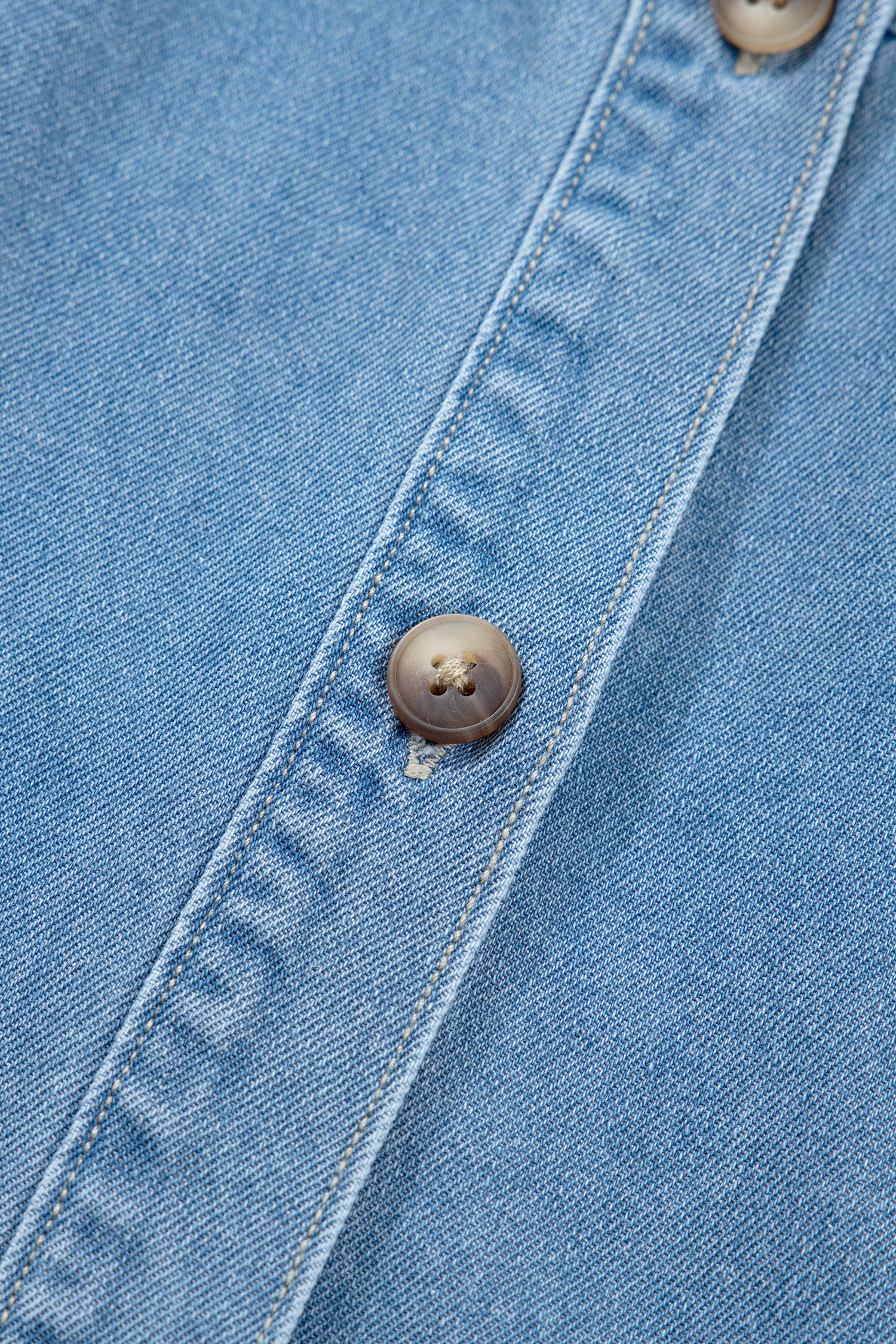 Beau Blue Button Down Short Puff Sleeve Ruffle Hem Patchwork Denim Dress