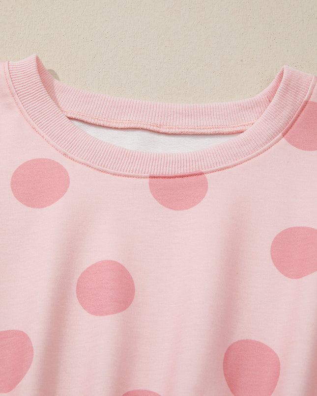 White Polka Dot Printed Long Sleeve Flared Mini Dress