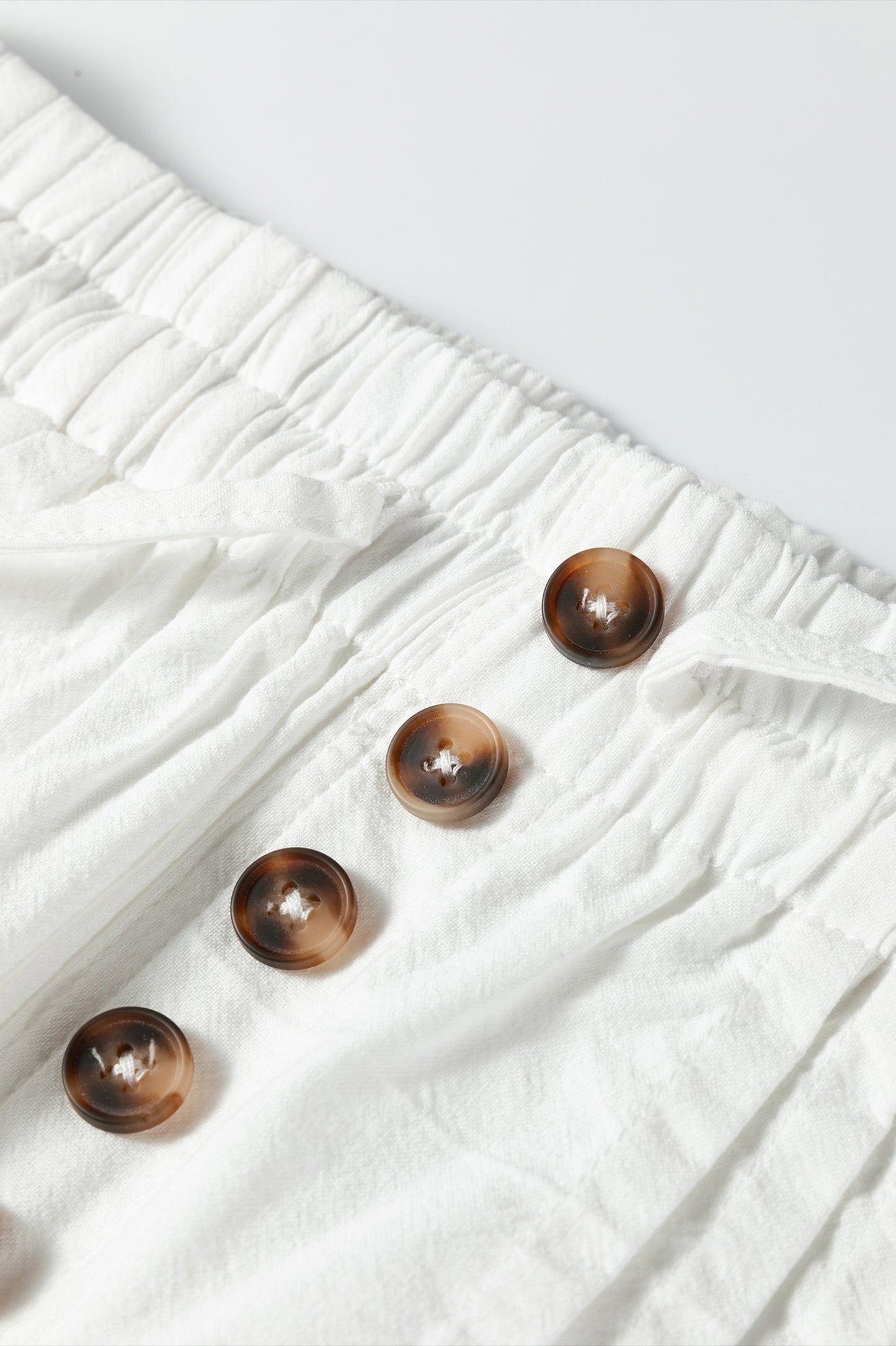 Jet Stream Drawstring Elastic Waist Button Pleated Detail Wide Leg Pants