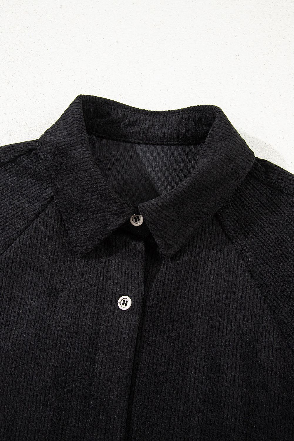 Beige Corduroy Shirt Style Full Button Long Sleeve Shift Mini Dress