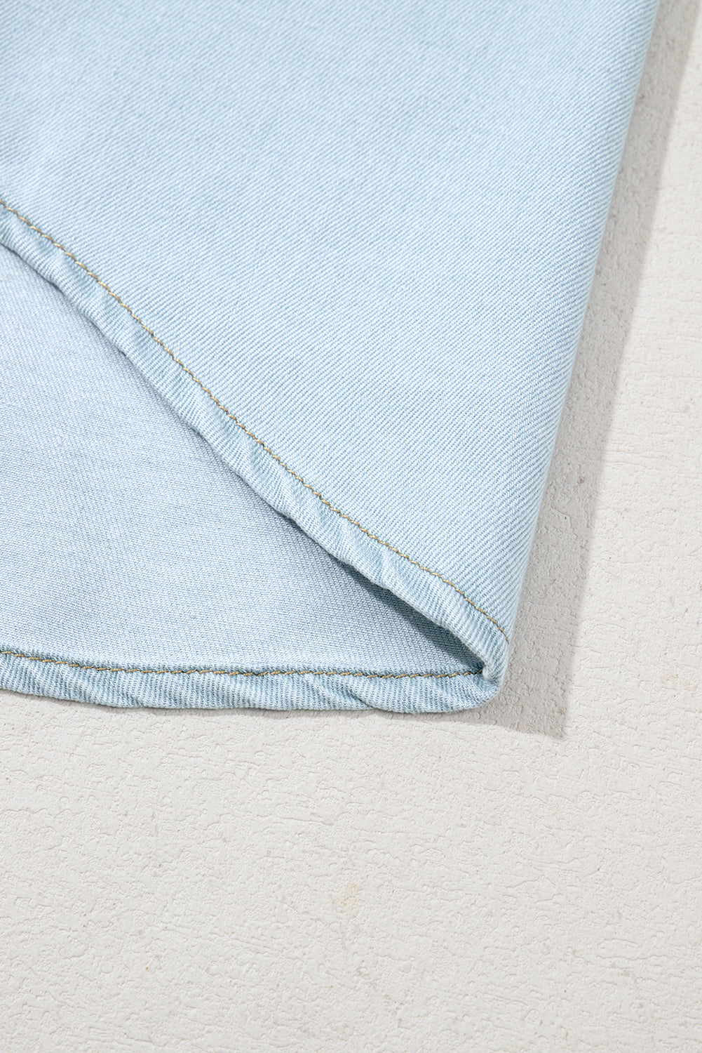 Beau Blue Mineral Wash Cap Sleeve Frilled Button Up Denim Shirt