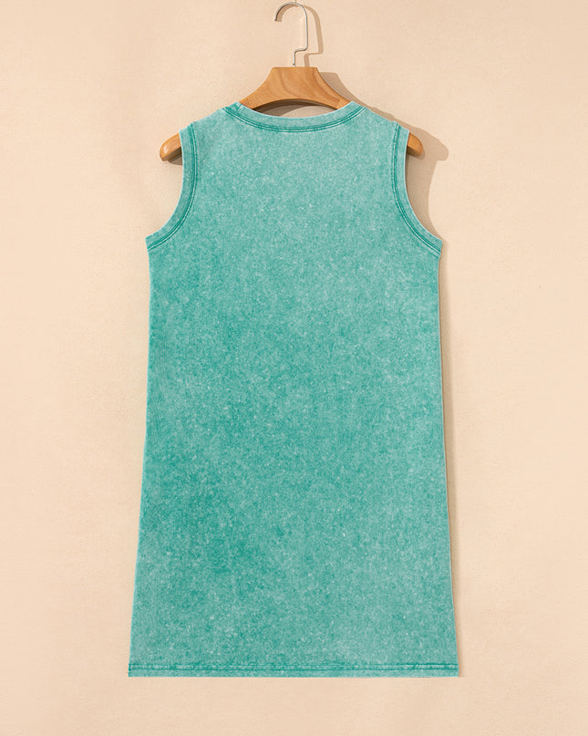 Sea Green Tank Mini Dress with Pockets